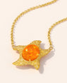 One of a Kind Mexican Fire Opal and Yellow Diamond Starfish Necklace