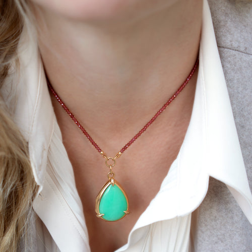Special Edition Chrysoprase Drop Locket with Garnet