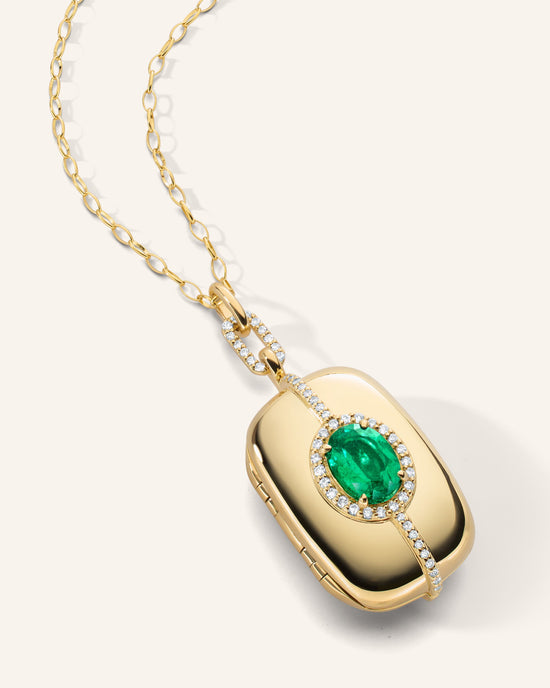 Special Edition Emerald and Diamond Halo Locket