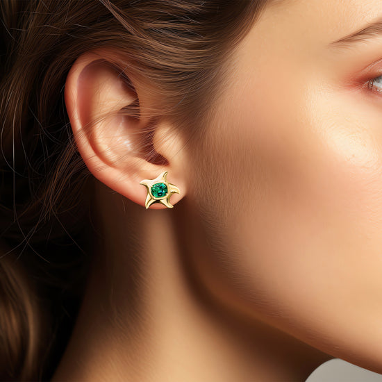 Special Edition Green Tourmaline Starfish Earrings