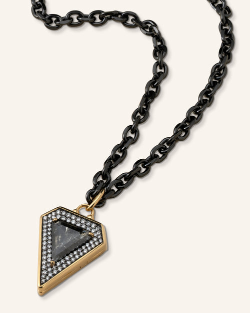 Special Edition Fearless Shield Locket with Center Rustic Rose-Cut Diamond