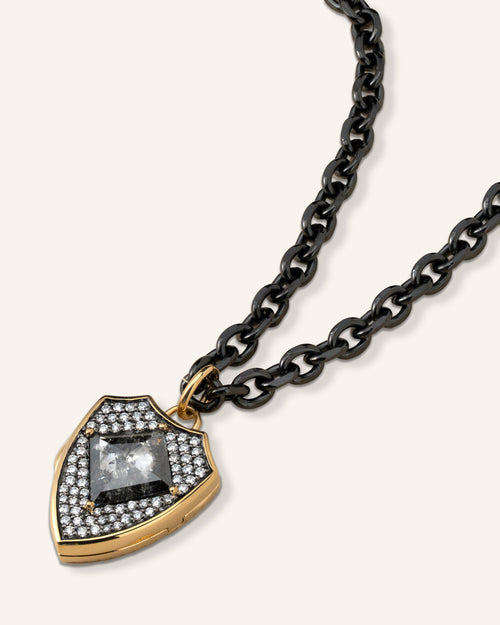 Special Edition Fearless Shield Locket with Center Rose-Cut Diamond