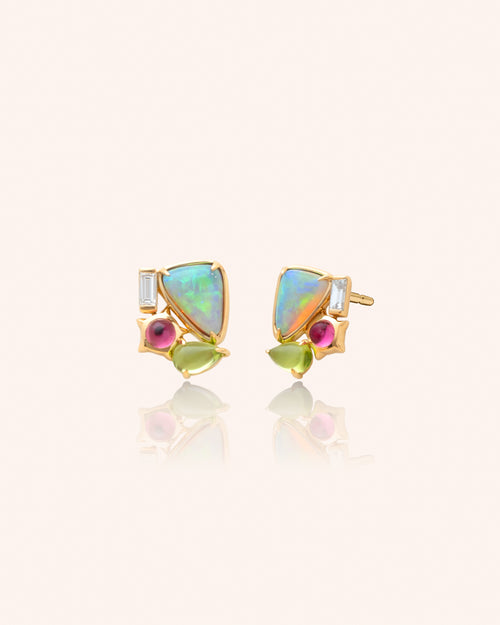 Special Edition Nebula Earring - Opal, Pink Tourmaline & Peridot