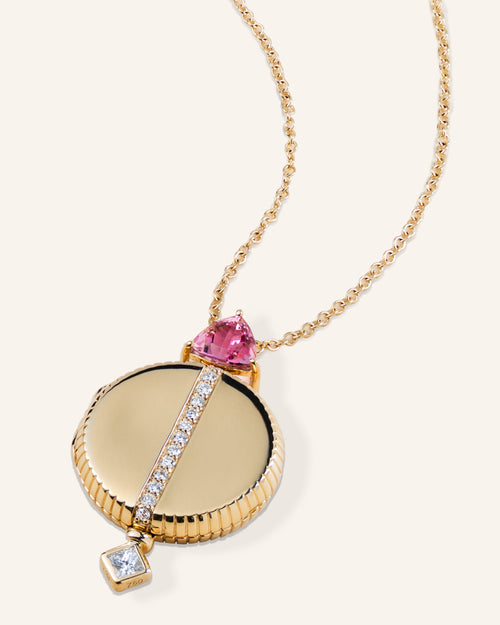 Special Edition Strength Apollo Locket with Pink Tourmaline and Diamonds