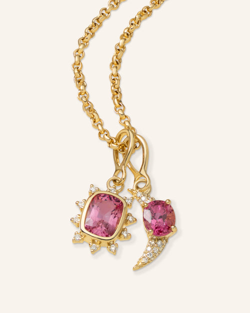 Special Edition Star and Moon Vintage Pink Spinel and Diamond Necklace