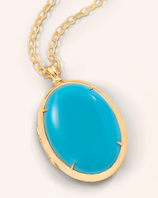 Special Edition 18K Yellow Gold Oval Turquoise Locket