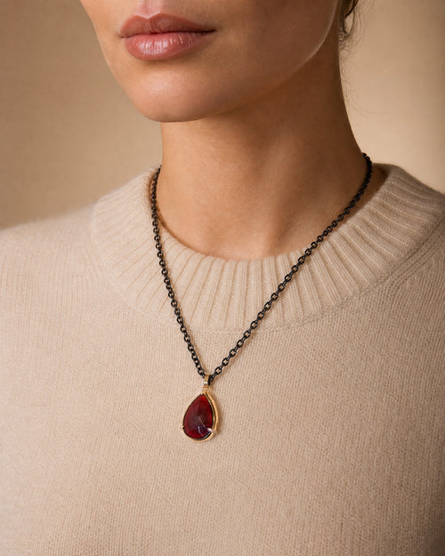 Special Edition Garnet Drop Locket with Diamonds