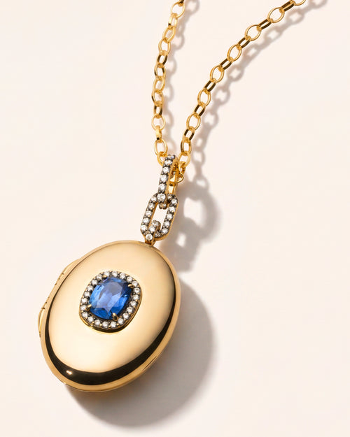 Special Edition Elongated Blue Sapphire Oval Locket