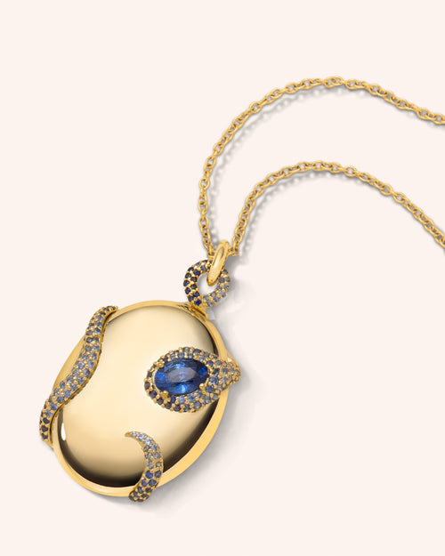 Special Edition Oval Snake Locket with Blue Sapphires