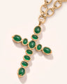 Special Edition Emerald Cabochon Cross Necklace