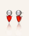 Special Edition Pearl and Mexican Fire Opal Earrings in 18K White Gold