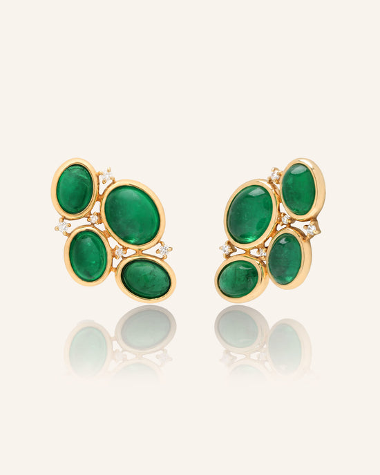 Special Edition Brazilian Emerald Cabochon Cluster Earrings