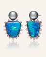 One of a Kind Boulder Opal Earrings with Pearls in 18K White Gold