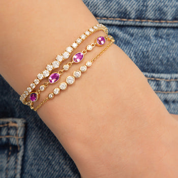 Special Edition Pink Sapphire Tennis Bracelet in 18K Gold
