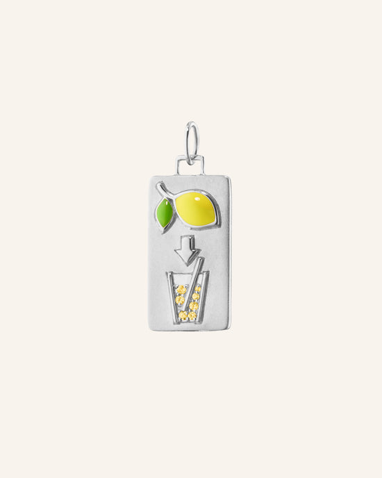 Lemons to Lemonade Charm in Sterling Silver with Light Yellow Sapphires