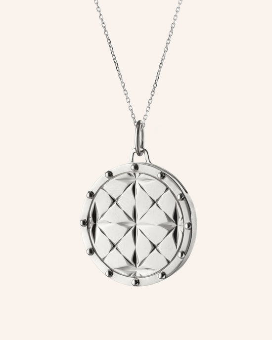 Sterling Silver Round Mosaic Half Locket