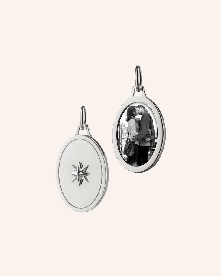 Sterling Silver Oval Star Half Locket | Monica Rich Kosann