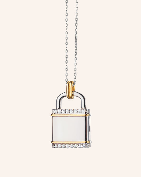 Two-Tone Square “Lock” Inspired Locket