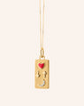 Love You To the Moon and Back 18K Gold Necklace with Red Enamel and Diamond