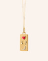 Love You To the Moon and Back 18K Gold Necklace with Red Enamel and Diamond