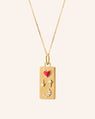 Love You To the Moon and Back 18K Gold Necklace with Red Enamel and Diamond
