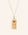 Love You To the Moon and Back 18K Gold Necklace with Red Enamel and Diamond