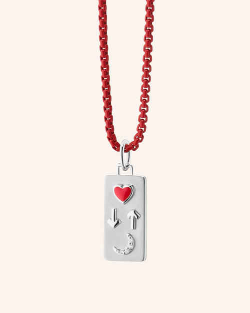 "Love You To the Moon and Back" in Sterling Silver with "Skylar" Red Chain