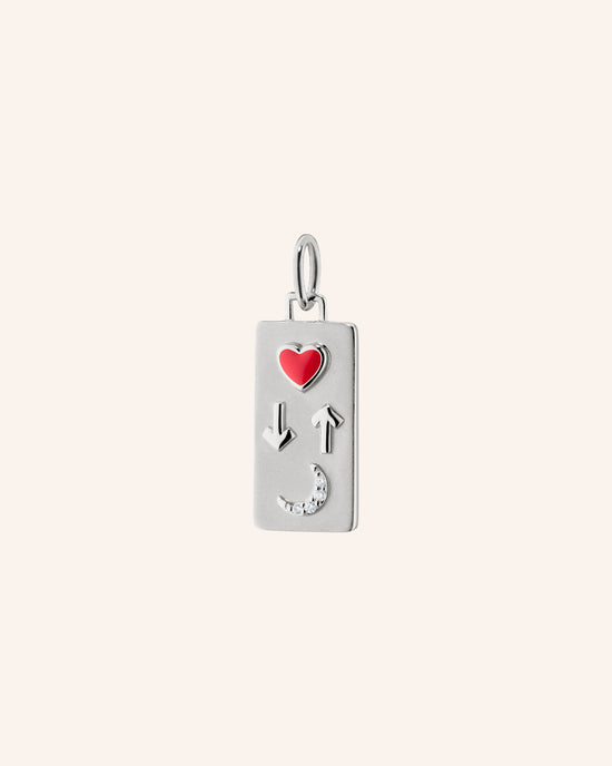 "Love You To the Moon and Back" Medallion with Red Enamel and White Sapphires