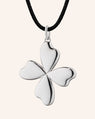 "Lucky" Four Leaf Clover in Sterling Silver on A Black Silk Cord