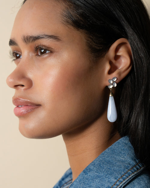 Special Edition "Moondust" Drop Earrings with Banded Chalcedony