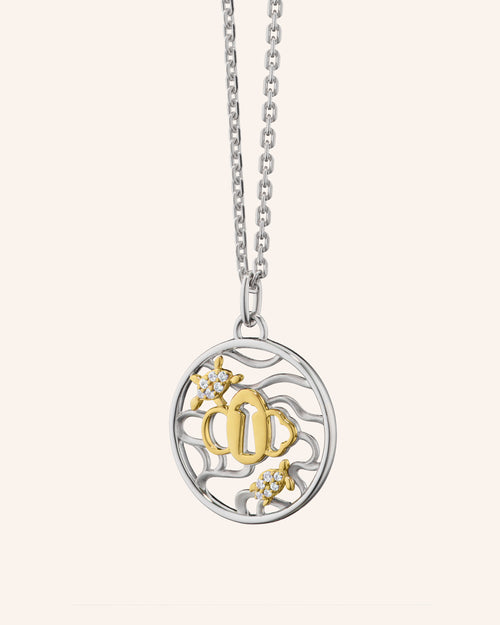 Two-Tone Turtle Necklace with Sapphires