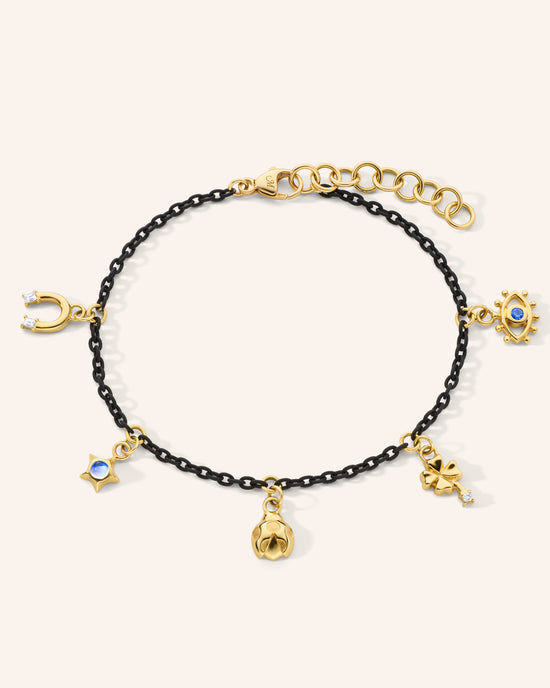 My Lucky Charm Black Steel Chain Bracelet