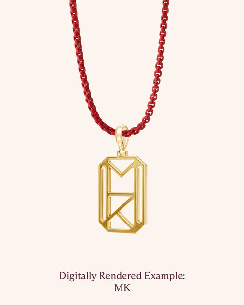 Custom Monogram Pendant Necklace with "Skylar" Red Chain