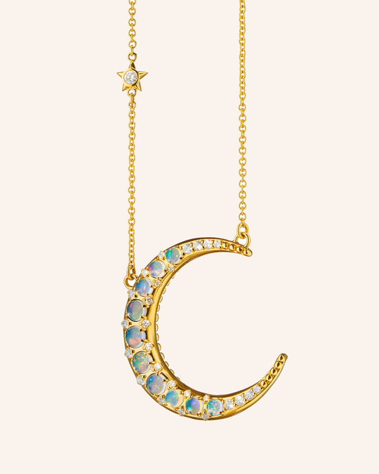 Sun, Moon and Stars Crescent Moon Necklace