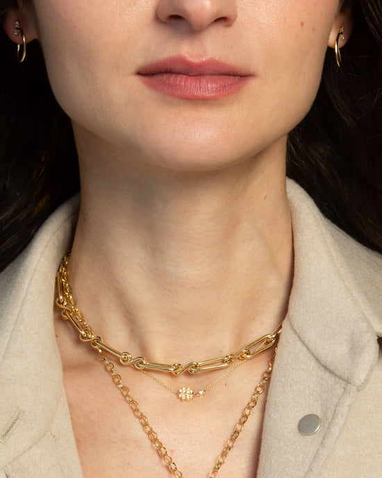 Pavé and Baguette Diamond Mini Clover Luck Necklace