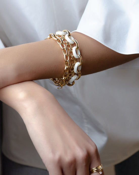 Marilyn White Ceramic Link Bracelet