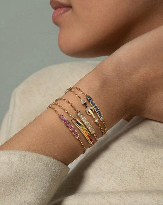 "Strength" Arrow and Diamond Petite Poesy Bracelet