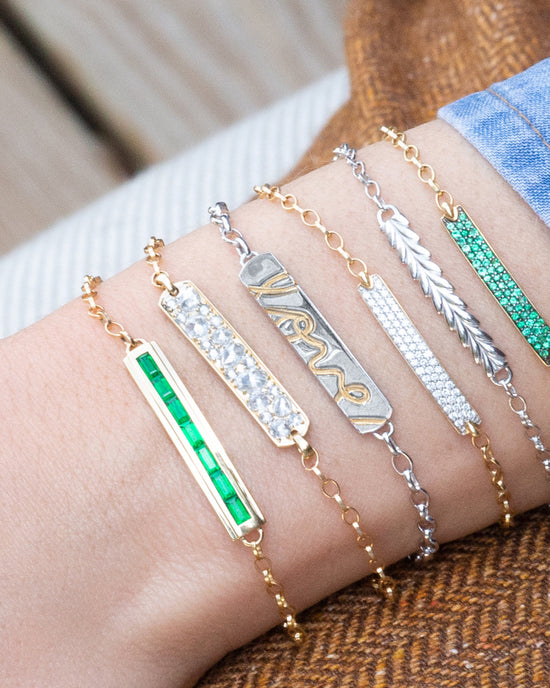 18K Yellow Gold Diamond Pave "Carpe Diem" Petite Poesy Bracelet