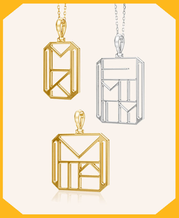 Custom Monogram Necklace in 18K Gold or Sterling Silver