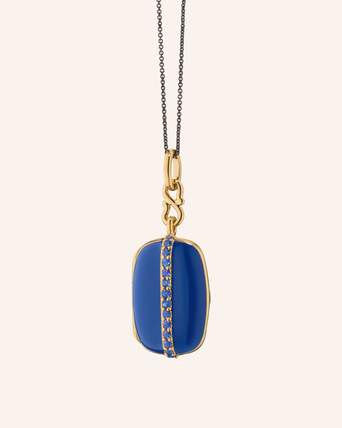 Blue Enamel Vermeil "Britt" Locket with Blue Sapphires