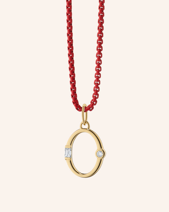 "Number" 18K Gold Necklace with "Skylar" Red Chain