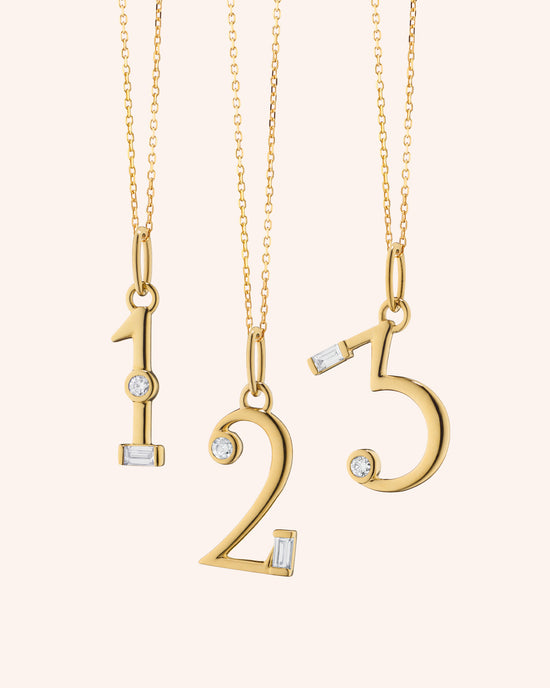 Number 18K Gold Necklace with Diamonds