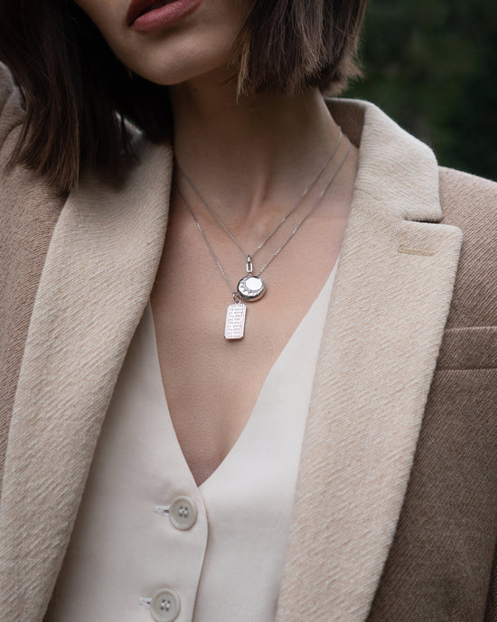 “Sun” Silver Locket Necklace with Sapphires