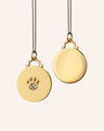 18k gold engravable paw print necklace with diamonds on steel chain