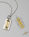 Two-Tone Rectangle Compass Medallion with Triangle and Kite Unheated Green Sapphires