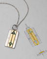Two-Tone Rectangle Compass Medallion with Triangle and Kite Unheated Green Sapphires