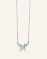 Crystal Opal Butterfly Necklace in Sterling Silver