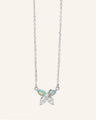Crystal Opal Butterfly Necklace in Sterling Silver