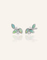 Crystal Opal Leaf Cluster Earrings in Sterling Silver