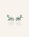 Crystal Opal Leaf Cluster Earrings in Sterling Silver